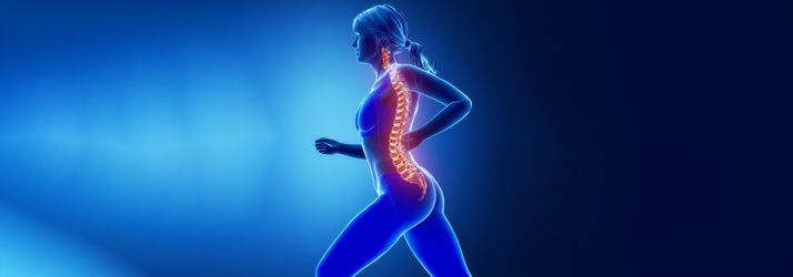 Chiropractic Ephraim UT Conditions Anatomical illustration of a running figure with the spine highlighted in red and yellow, emphasizing spinal health.
